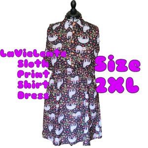 Clothing - LaVieLente Sloth Patterned Shirt Dress Size 2XL
